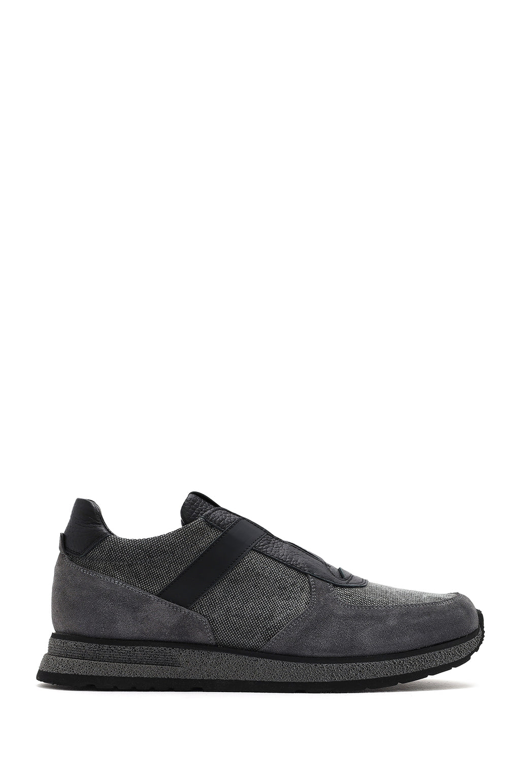 Erkek Gri Bağcıklı Deri Casual Sneaker