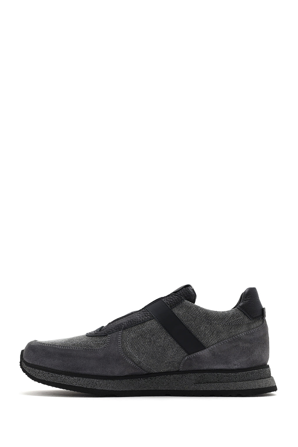 Erkek Gri Bağcıklı Deri Casual Sneaker
