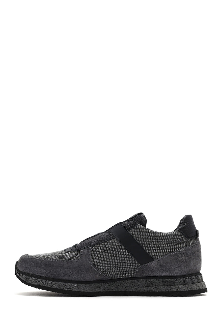 Erkek Gri Bağcıklı Deri Casual Sneaker