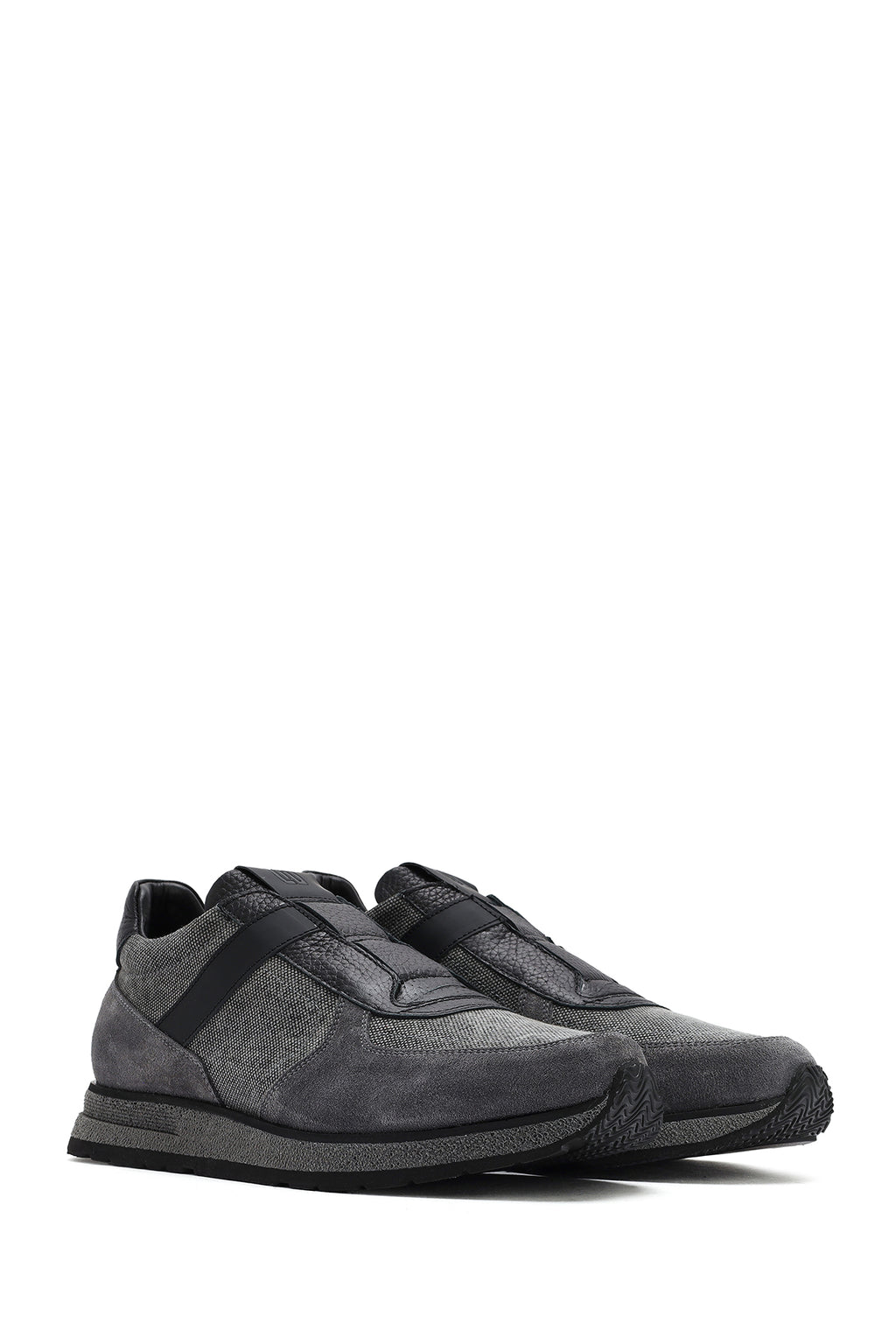 Erkek Gri Bağcıklı Deri Casual Sneaker