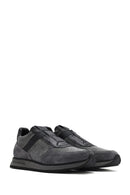 Erkek Gri Bağcıklı Deri Casual Sneaker | Derimod