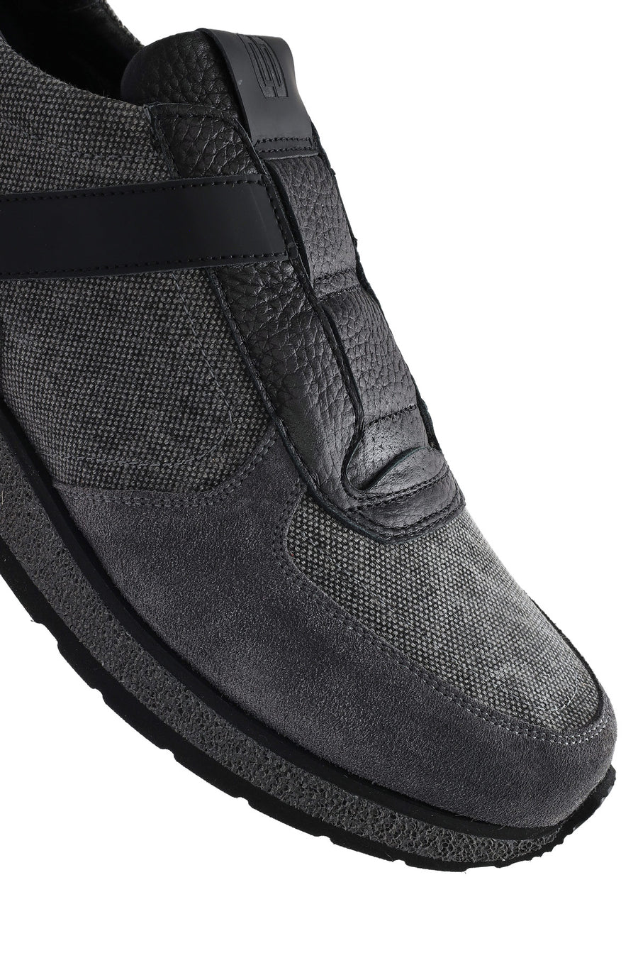 Erkek Gri Bağcıklı Deri Casual Sneaker