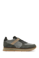 Erkek Haki Bağcıklı Deri Casual Sneaker | Derimod