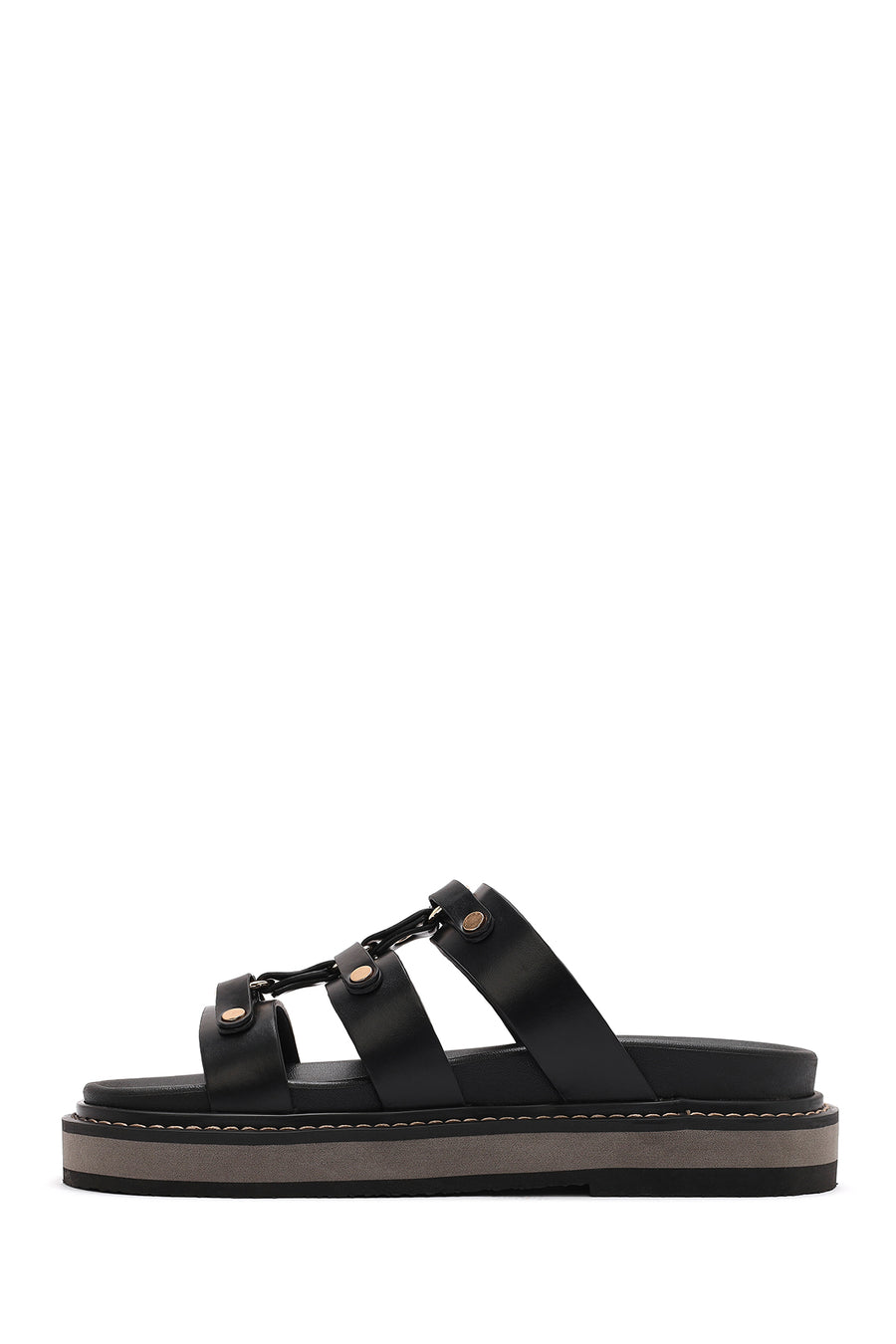Women's Black Thick Soled Slippers