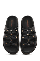 Women's Black Thick Soled Slippers | Derimod