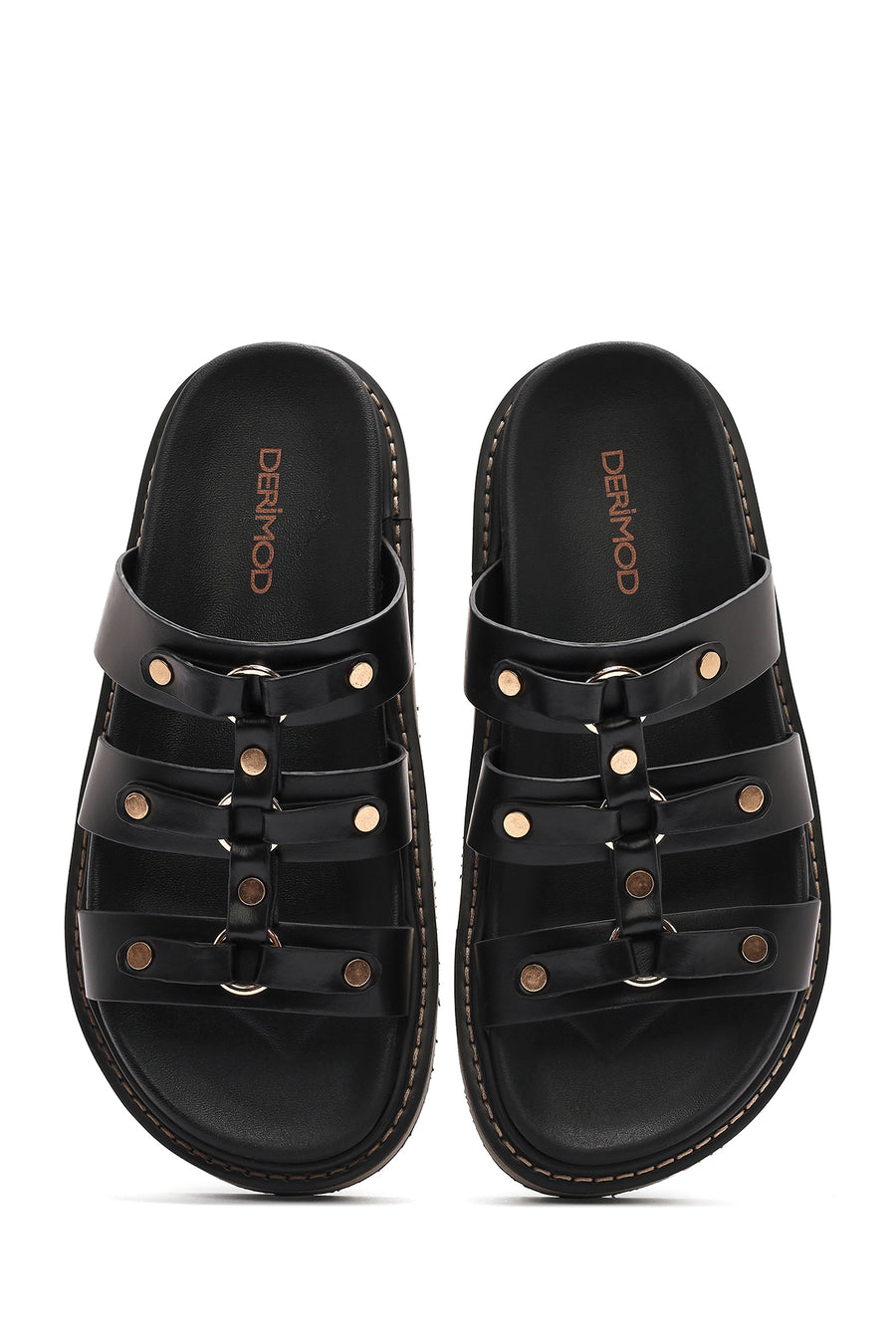 Women's Black Thick Soled Slippers