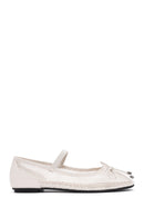Women's Beige Fabric Fishnet Ballerinas | Derimod