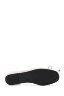Women's Beige Fabric Fishnet Ballerinas | Derimod