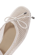 Women's Beige Fabric Fishnet Ballerinas | Derimod