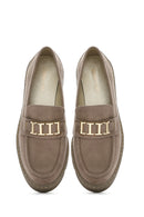 Kadın Vizon Tokalı Süet Maskülen Loafer | Derimod