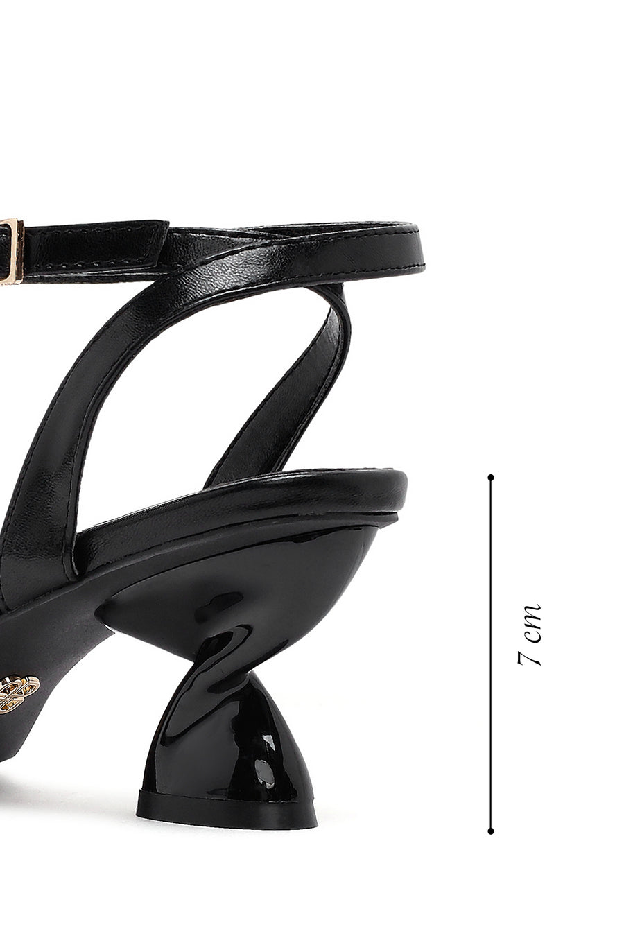 Women's Black Ankle Buckle Thick Heel Sandals