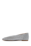 Women's Silver Glitter Ballerina | Derimod