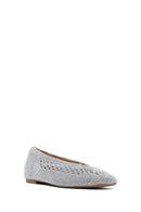 Women's Silver Glitter Ballerina | Derimod