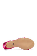 Women's Pink Ankle Buckle Stoned Thin Heel Sandals | Derimod