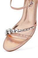Women's Pink Ankle Buckle Stoned Thin Heel Sandals | Derimod