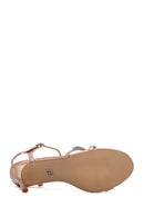 Women's Pink Ankle Buckle Stoned Thin Heel Sandals | Derimod