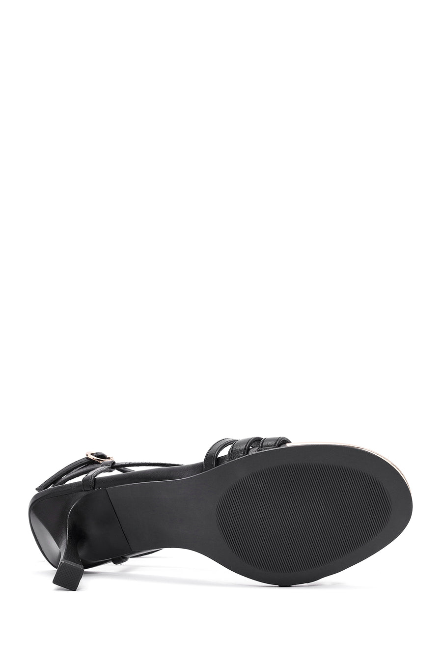 Women's Black Ankle Buckle Thin High Heel Sandals