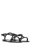 Women's Black Jelly Back Buckle Stoned Sandals | Derimod