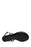Women's Black Jelly Back Buckle Stoned Sandals | Derimod
