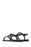 Women's Black Jelly Back Buckle Stoned Sandals | Derimod