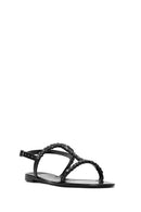 Women's Black Jelly Back Buckle Stoned Sandals | Derimod