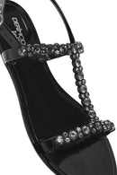 Women's Black Jelly Back Buckle Stoned Sandals | Derimod