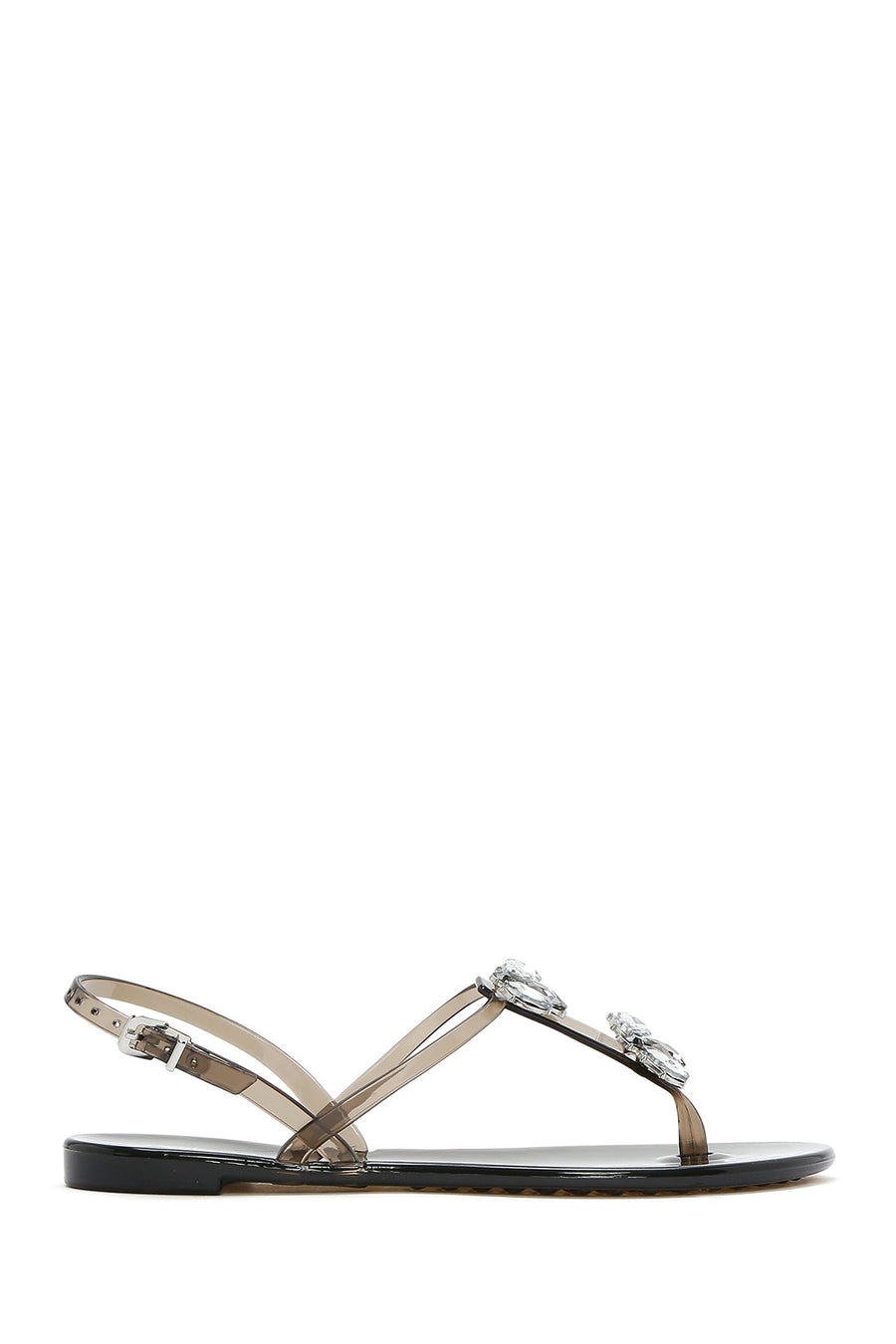 Women's Black Jelly Back Buckle Stoned Sandals 25SFE4928PV | Derimod