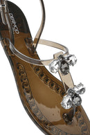 Women's Black Jelly Back Buckle Stoned Sandals | Derimod