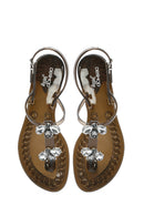 Women's Black Jelly Back Buckle Stoned Sandals | Derimod