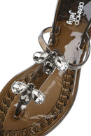 Women's Black Jelly Back Buckle Stoned Sandals | Derimod
