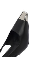Women's Black Leather Stiletto Heeled Slingback Shoes | Derimod