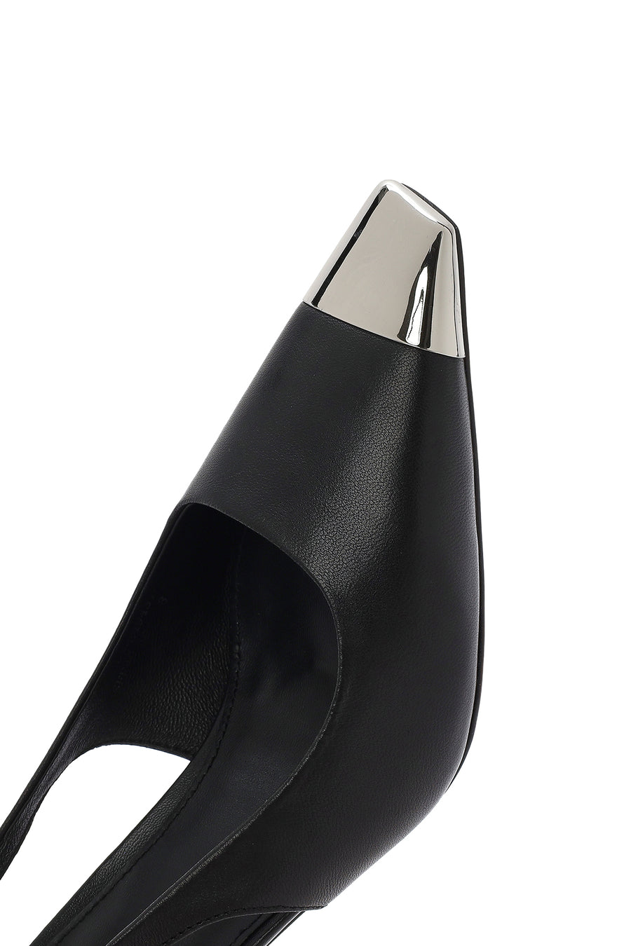 Women's Black Leather Stiletto Heeled Slingback Shoes