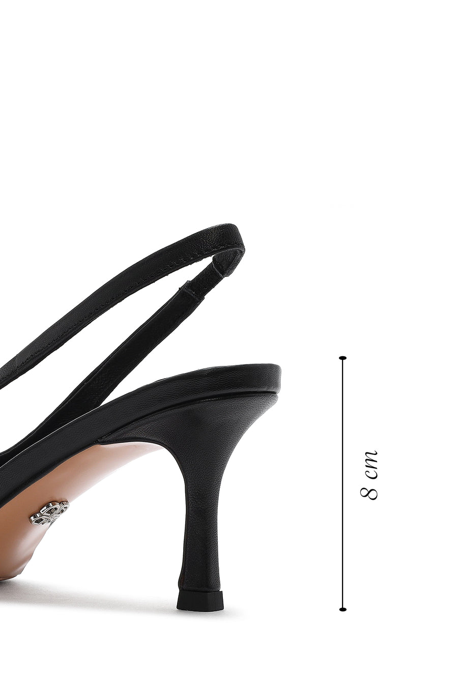Women's Black Leather Stiletto Heeled Slingback Shoes