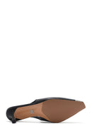 Women's Black Leather Stiletto Heeled Slingback Shoes | Derimod