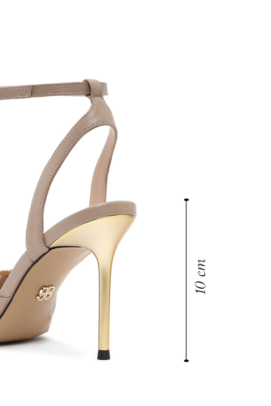 Women's Beige Ankle Strap Leather High Thin Heel Sandals