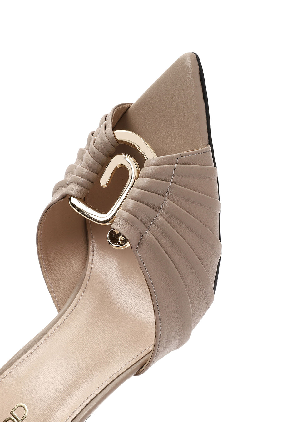 Women's Beige Ankle Strap Leather High Thin Heel Sandals