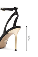 Women's Black Ankle Strap Leather High Thin Heel Sandals | Derimod