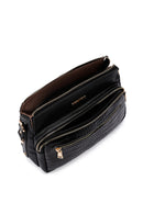 Women's Black Long Strapped Crocodile Crossbody Bag | Derimod