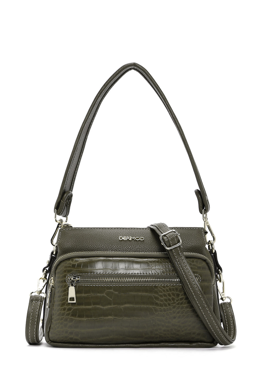 Women's Khaki Long Strap Crocodile Crossbody Bag 25WBD2111E3 | Derimod
