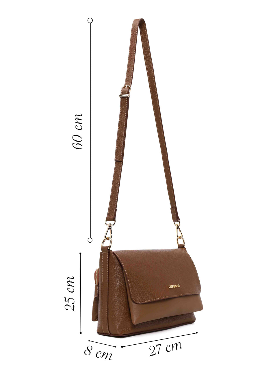Woman Brown Long Strap Crossbody Bag