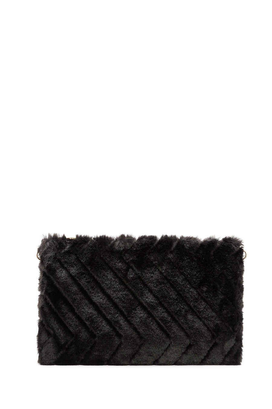Women's Black Chain Strap Plush Clutch Bag