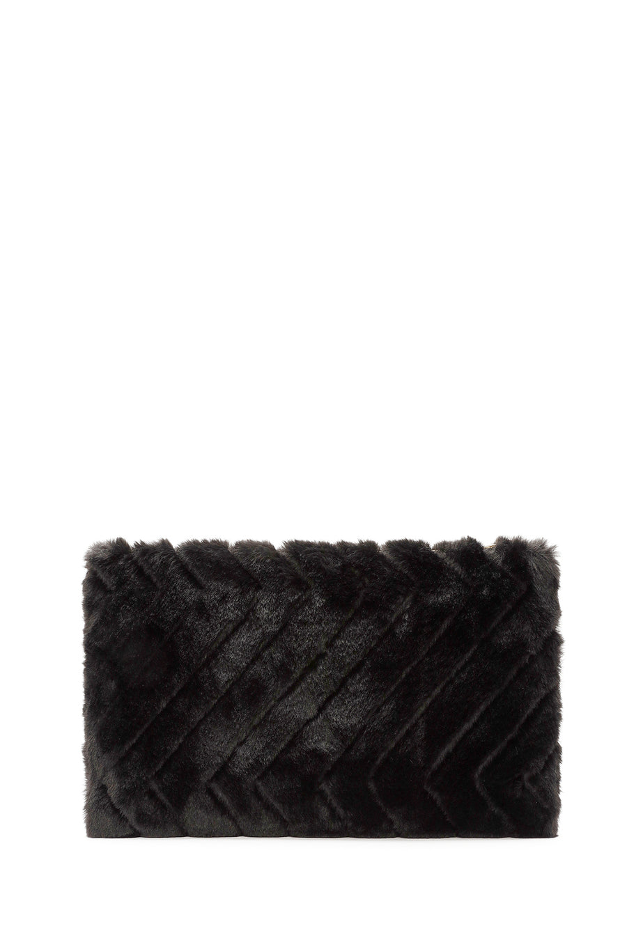 Women's Black Chain Strap Plush Clutch Bag