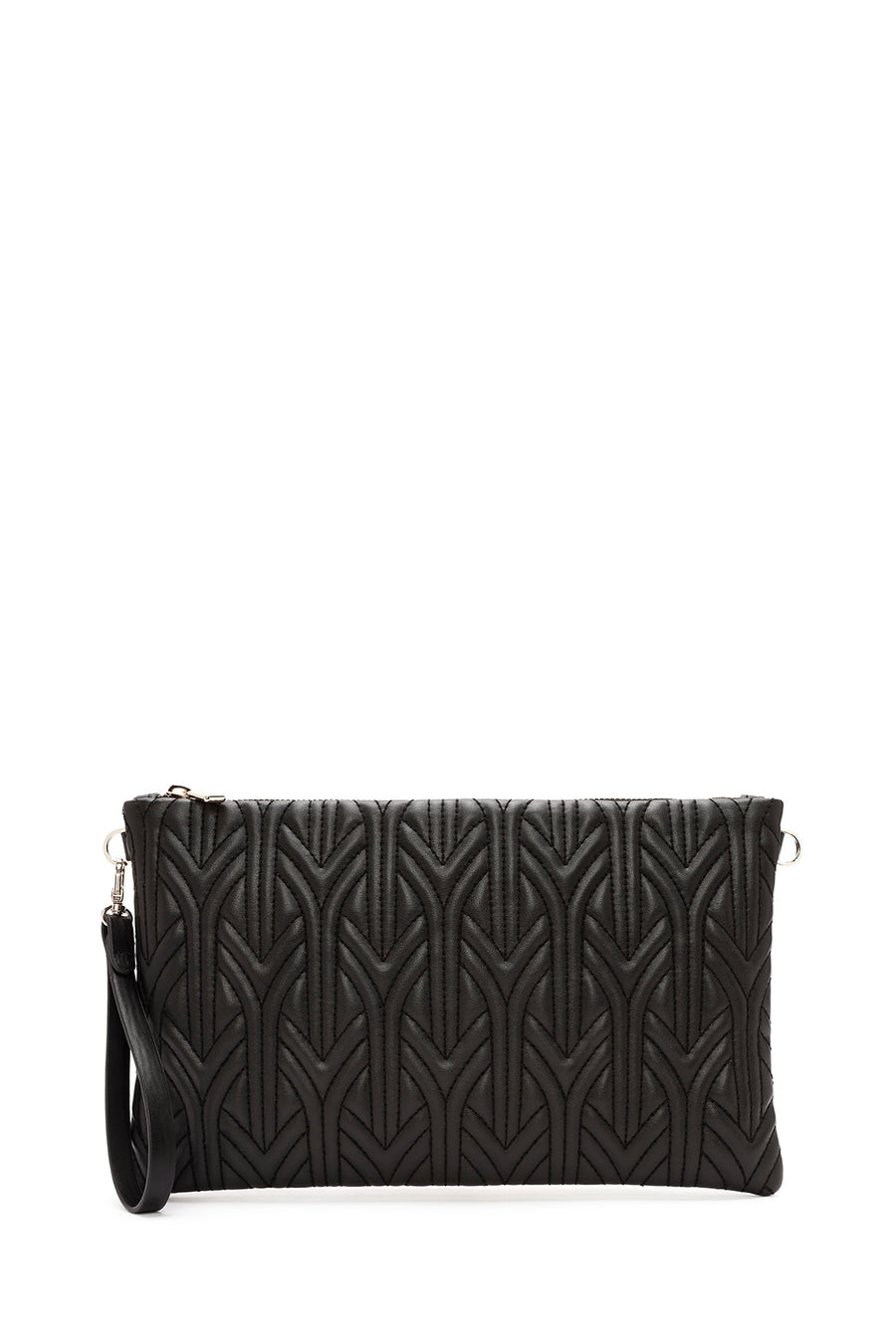 Women's Black Long Chain Strap Quilted Clutch Bag