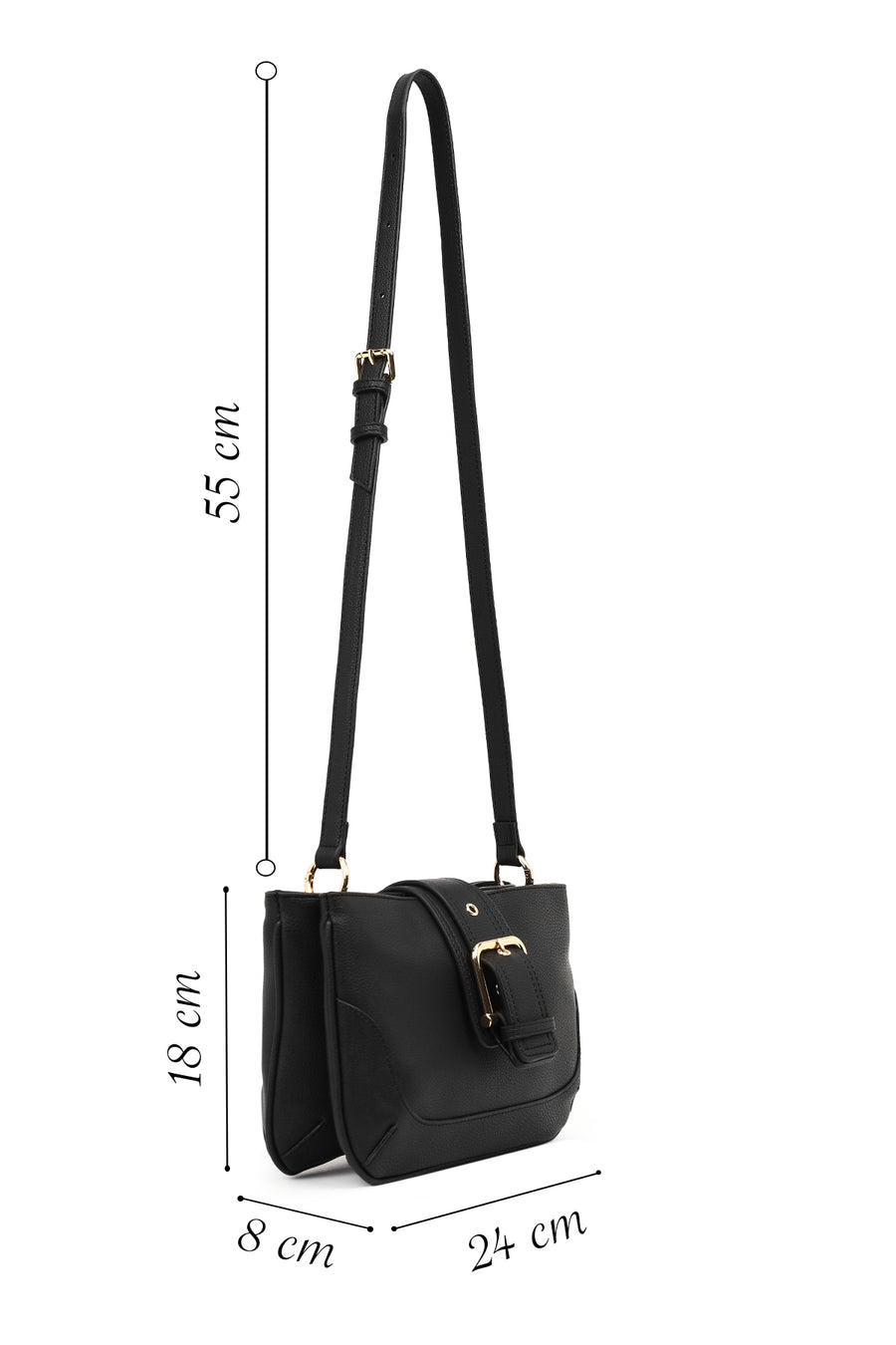 Women's Black Long Strap Crossbody Bag