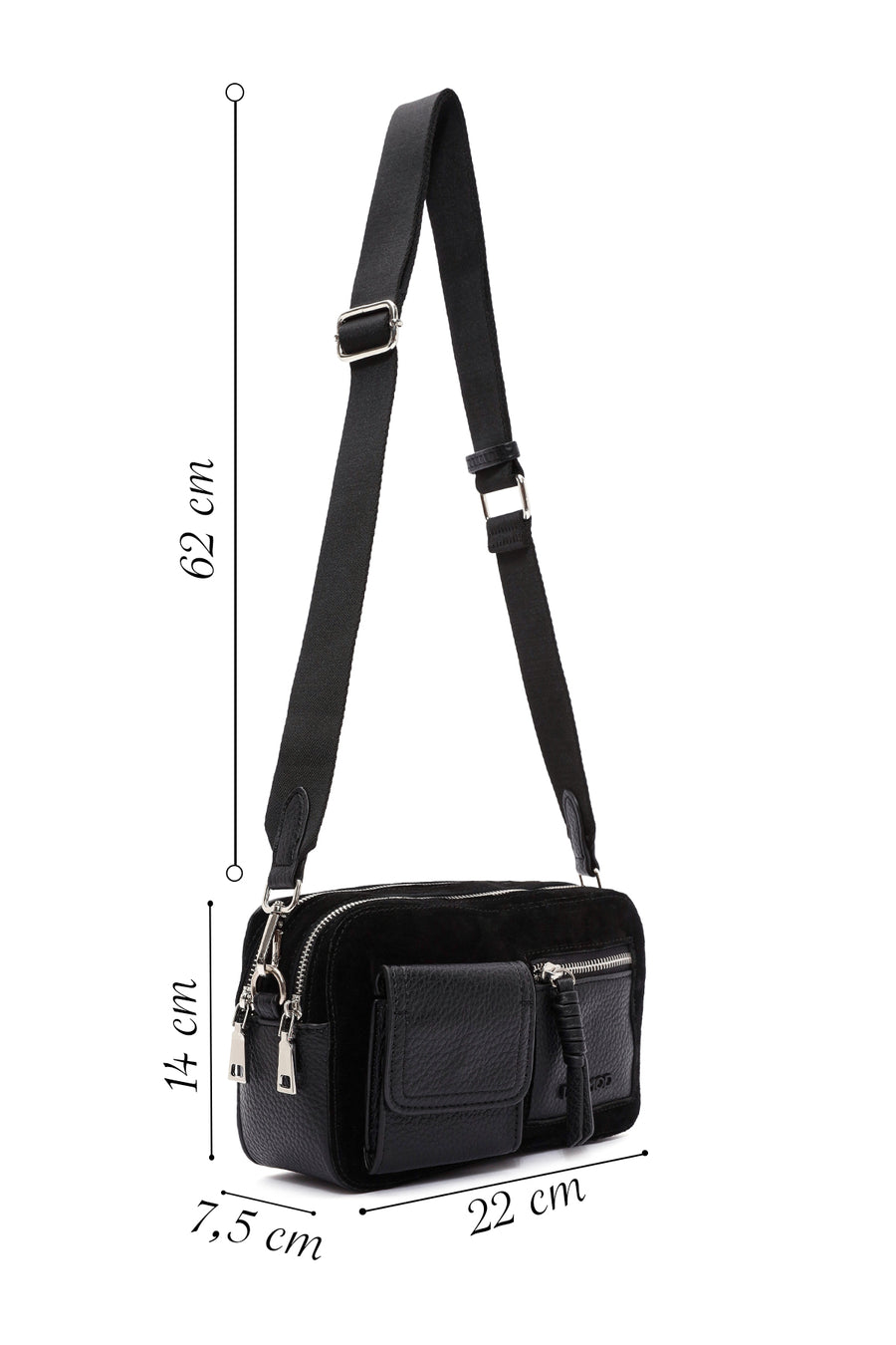 Women's Black Long Strapped Crossbody Bag