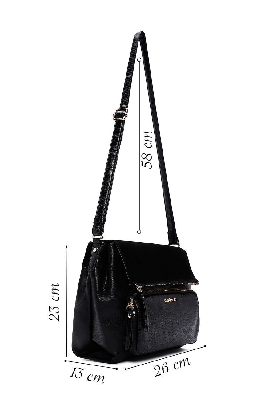 Women's Black Long Strapped Printed Crossbody Bag