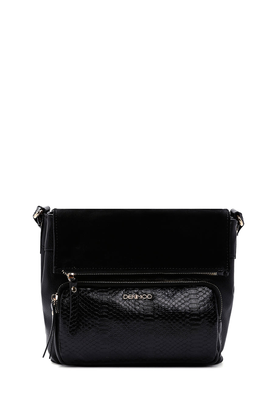 Women's Black Long Strapped Printed Crossbody Bag