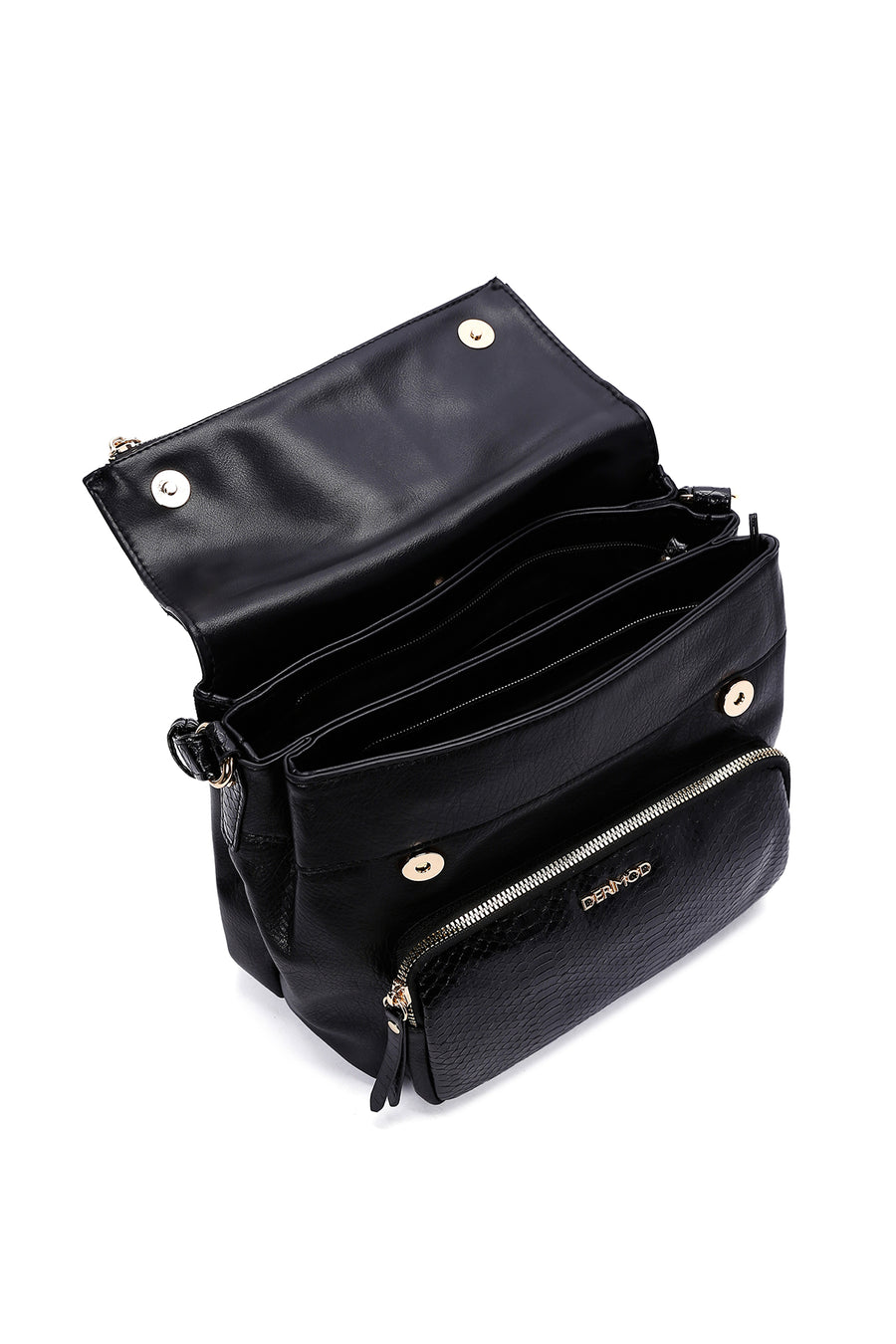 Women's Black Long Strapped Printed Crossbody Bag