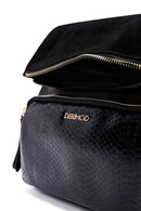 Women's Black Long Strapped Printed Crossbody Bag | Derimod