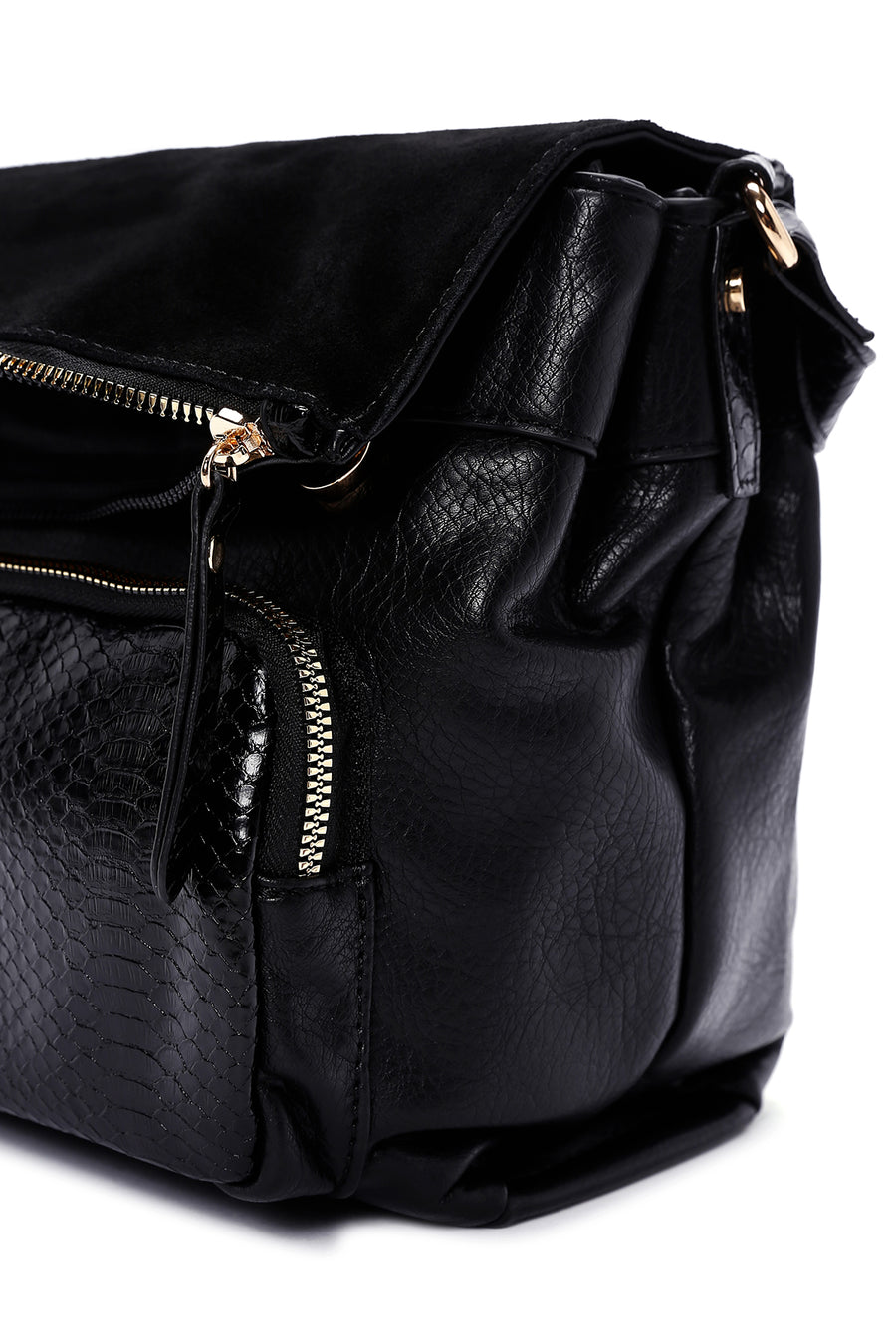 Women's Black Long Strapped Printed Crossbody Bag